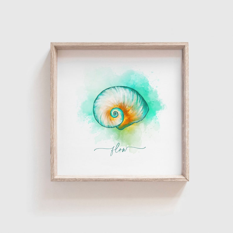 Flow Spiral Seashell Print Original Watercolor Art Print image 4