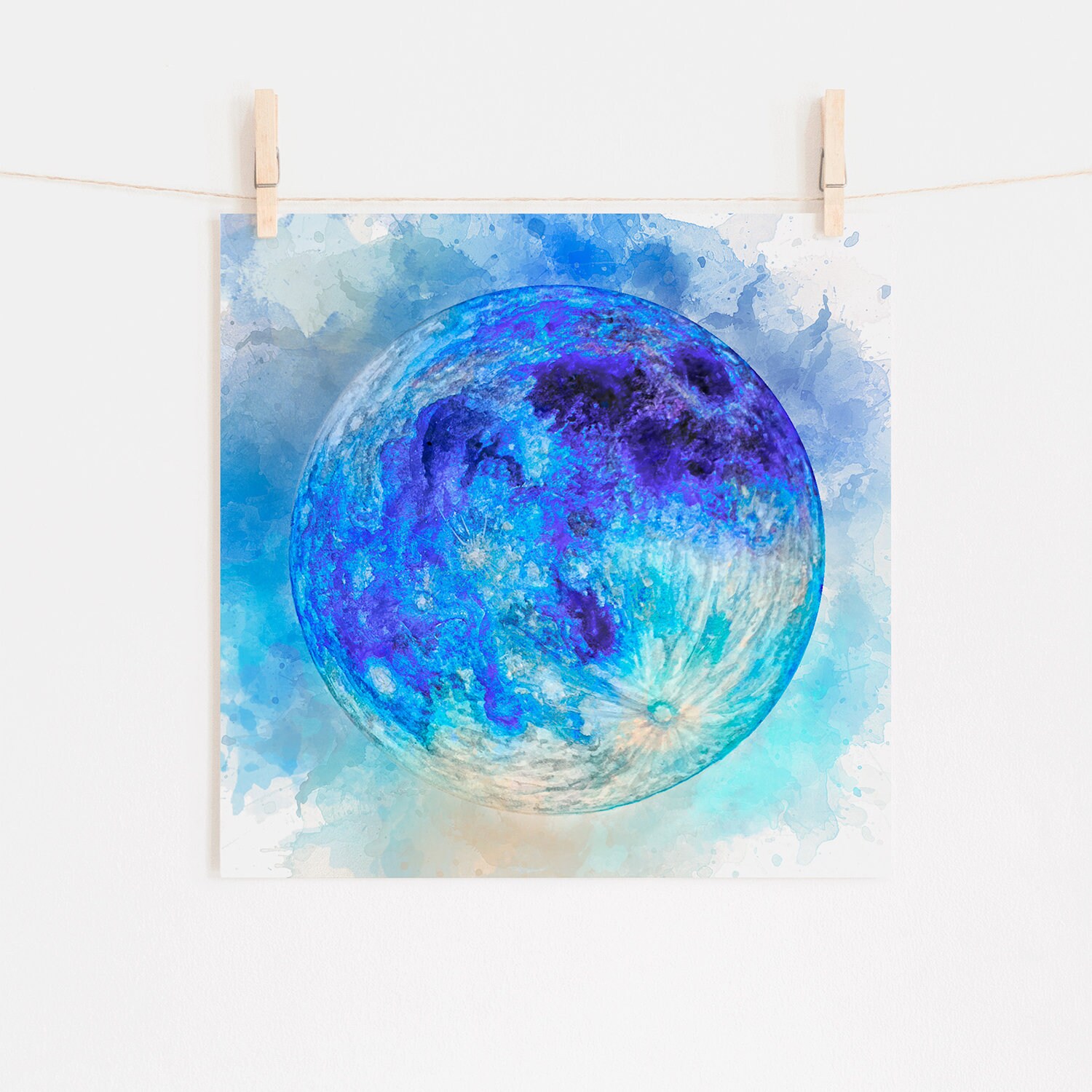 Cold Moon Watercolor Print: Winter Solstice Art (6x6) - Etsy