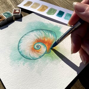 Flow Spiral Seashell Print Original Watercolor Art Print image 2