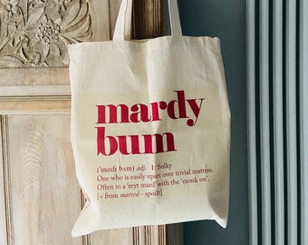 Mardy Bum Tote Bag | cotton shopper | off t shop | popping out | shopping bag