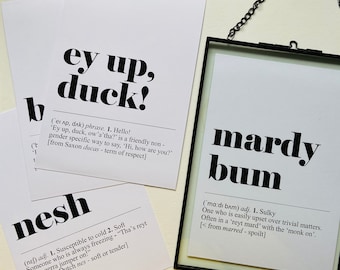 Yorkshire Sayings Print: Funny Typography Wall Art