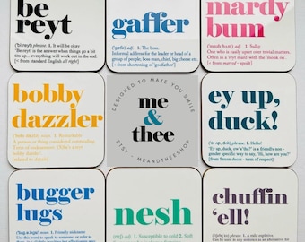 Yorkshire Sayings Coasters: Funny Northern Dictionary Definitions