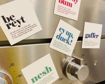 Yorkshire Fridge Magnets: Northern Sayings, 5cm Square