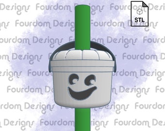 Bucket Ghost Straw Topper STL-Datei für den 3D-Druck 3MF-Datei - Digital Download