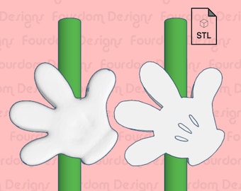 Arquivo STL para impressão 3D do enfeite de canudo em formato de mão de rato - Download digital