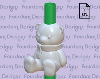 Polar Bear Straw Topper STL File for 3D Printing (Digital Download)