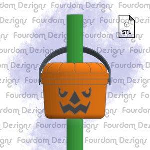 Bucket Pumpkin Straw Topper STL File for 3D Printing 3MF File - Digital Download