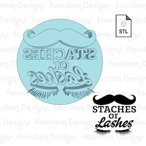 Staches or Lashes Cookie Imprint STL File: 3D Print Model (Digital Download)