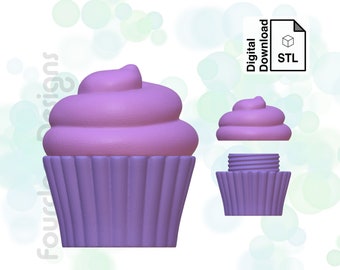 Cupcake Keychain Pill Box STL File: 3D Printing Digital Download