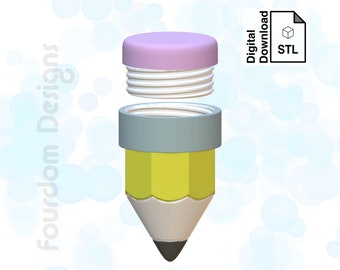 Pencil Keychain STL File 3Mf File: Removable Pill Box for 3D Printing (Digital Download)