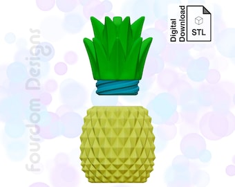 Pineapple Keychain Pill Box STL File for 3D Printing (Digital Download)