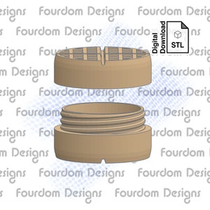 Waffel Schlüsselanhänger mit abnehmbarem Schraubverschluss Hex STL-Datei für 3D Druck - Digital Download