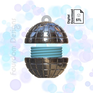 Disco Ball Schlüsselanhänger mit abnehmbarem Schraubdeckel Pill Box Hex STL-Datei für 3D Druck - Digitaler Download