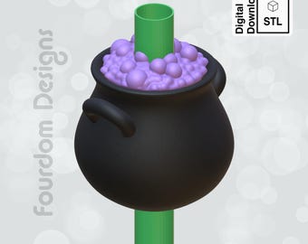 Cauldron Straw Topper STL File for 3D Printing - Digital Download