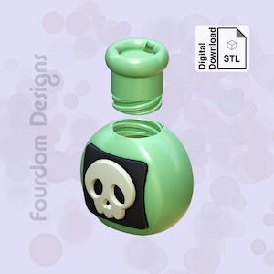 Gift Flasche Schlüsselanhänger mit abnehmbarem Schraubverschluss Pill Box Hex STL-Datei für 3D Druck - Digital Download