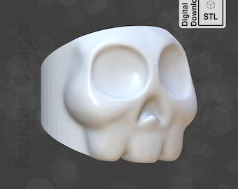 Skull Ring STL File for 3D Printing - Digital Download