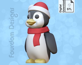 File STL per pinguino flessibile, file 3MF per la stampa 3D di un Wigglet articolato - Download digitale