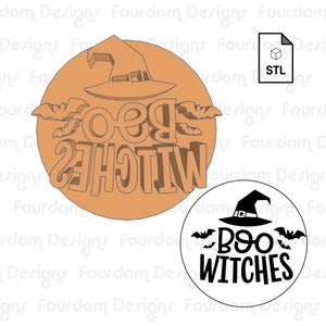 Boo Witches Imprint Digital Download STL File for Cookie Cutter Fondant Cutter Clay Cutter 3D Model for 3D Printing
