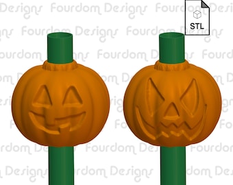 Jack-O-Lantern Pumpkin Straw Topper Straw Buddy STL File for 3D Printing - Digital Download