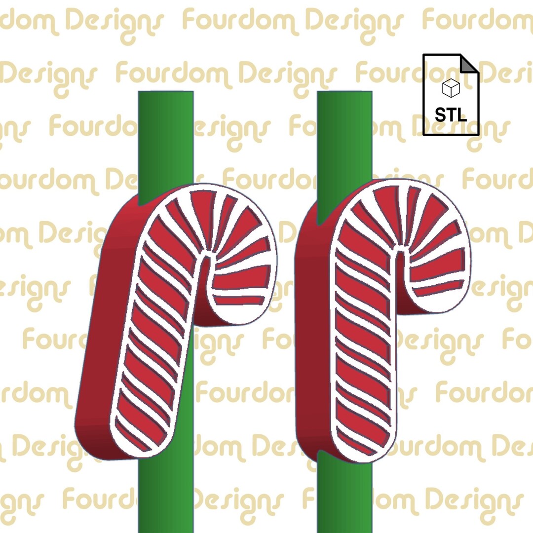 Candy Cane Straw Topper STL File for 3D Printing - Digital Download - Etsy