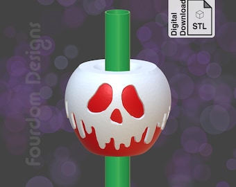 Apple Straw Topper STL File for 3D Printing - Digital Download