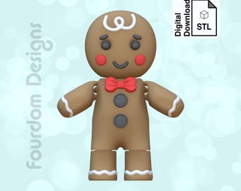 Gingerbread Man Flexi: 3D Printing STL File (Digital Download)