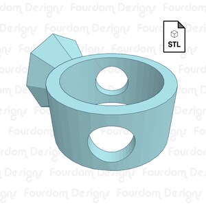 Diamantring med sugrörstoppare, sugrörsbuddy STL-fil för 3D-utskrift - digital nedladdning bild 3