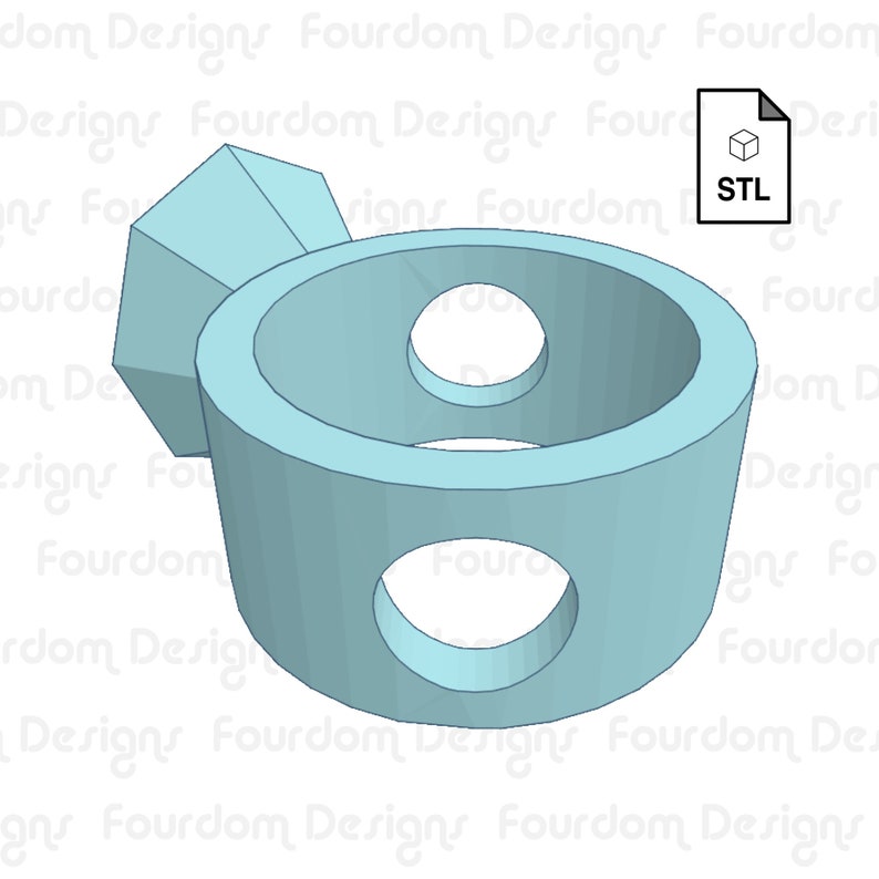 Diamantring med sugrörstoppare, sugrörsbuddy STL-fil för 3D-utskrift - digital nedladdning bild 3