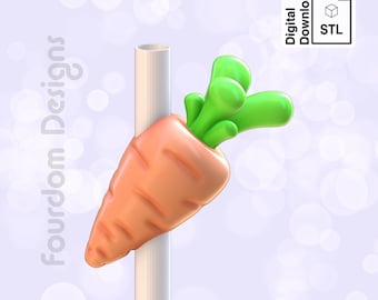 Carrot Straw Topper STL File for 3D Printing - Digital Download