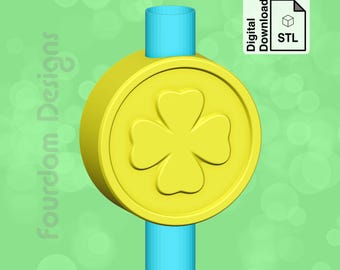 Gold Coin Straw Topper STL File for 3D Printing - Digital Download