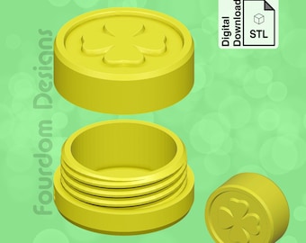 Gold Coin Keychain STL File: Pill Box 3D Print (Digital Download)