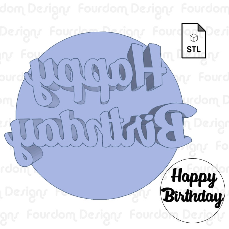 Happy Birthday Cookie Stamp Digital Download STL File for Etsy