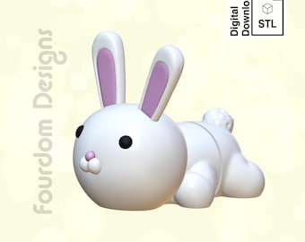 Bunny Flexi STL File: 3D Printing Articulating Wiggle Pet (Digital Download)