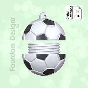 Fußball mit abnehmbarem Schraubverschluss Pillenbox STL Datei für 3D Druck - Digital Download