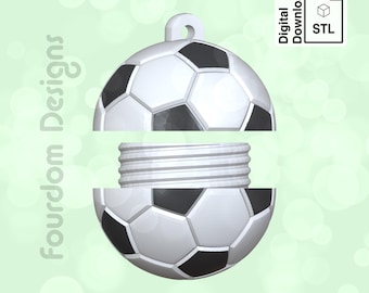 3D Printing Soccer Ball Pill Box STL File: Removable Screw Top (Digital Download
