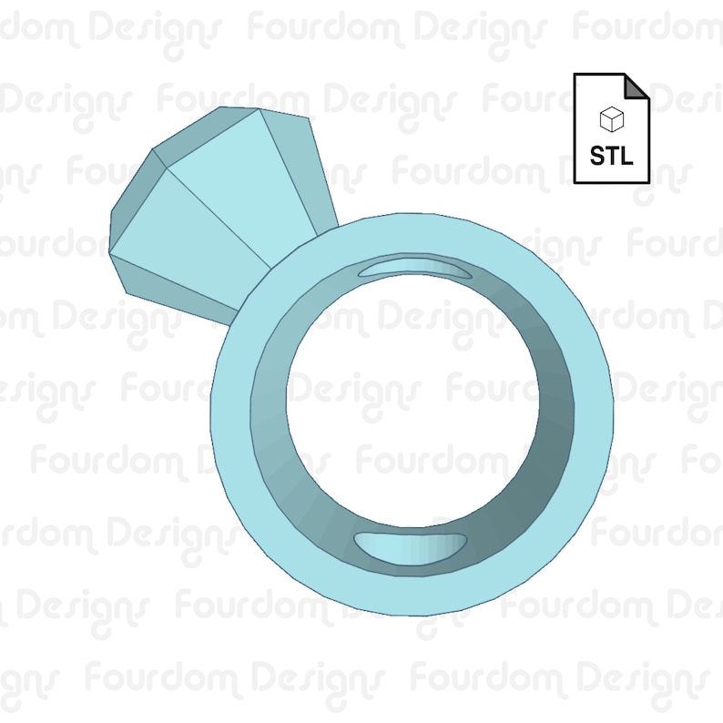 Diamantring med sugrörstoppare, sugrörsbuddy STL-fil för 3D-utskrift - digital nedladdning bild 1