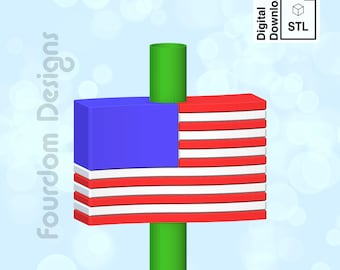 USA Flag Straw Topper Straw Buddy STL File for 3D Printing 3MF - Digital Download