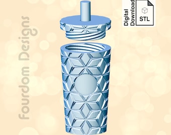 Snowflake Tumbler Keychain STL File: 3D Printing Design (Digital Download)