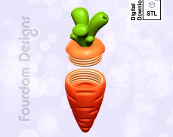 Carrot Keychain STL File: Removable Pill Box (Digital Download)