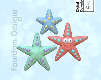 Flexi Starfish STL File 3MF File: 3D Printing Articulating Wiggle Pet (Digital Download)