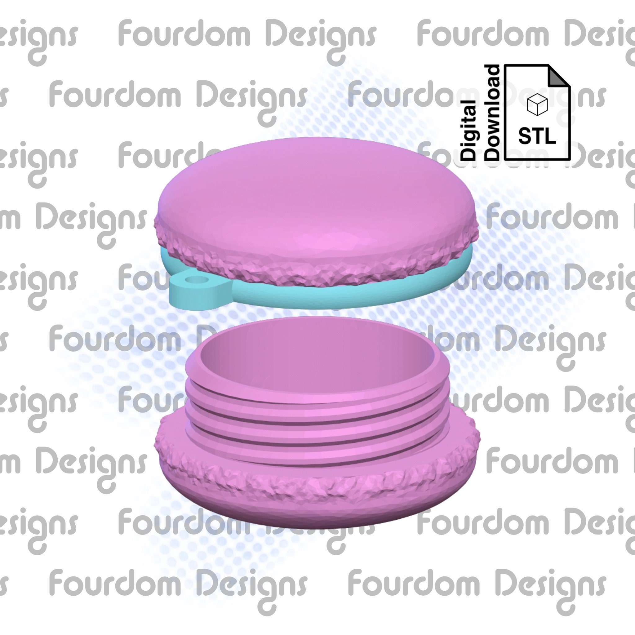 Macaron Keychain With Removable Screw Top Pill Box Hex STL