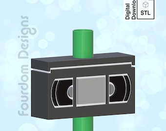 VHS Tape Straw Topper STL File for 3D Printing - Digital Download