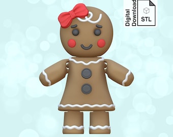 Gingerbread Woman Flexi STL File: 3D Printing Wiggle Pet (Digital Download)