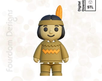 Flexi Native American STL File 3MF File 3D Print Articulating Wigglet - Digital Download