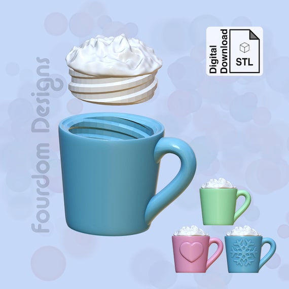 Hot Chocolate Keychain Charm: Removable Pill Box 3D Print STL File (Digital Download)