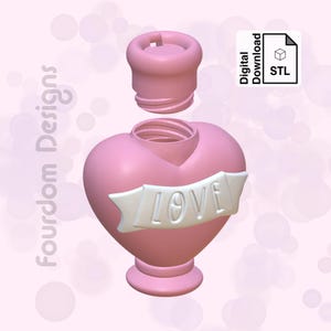 Love Potion Schlüsselanhänger mit abnehmbarem Schraubverschluss Pill Box STL-Datei für 3D Druck - Digital Download