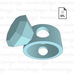 Diamantring med sugrörstoppare, sugrörsbuddy STL-fil för 3D-utskrift - digital nedladdning bild 4