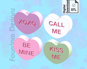 Conversation Hearts Straw Topper STL File 3MF File for 3D Printing - Digital Download