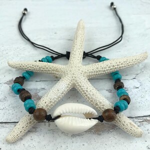 Shell Friendship Bracelet, Cowrie bracelet, Turquoise Bead Bracelet, Sea Shell Bracelet, Preppy Bracelet, Beach Bracelet