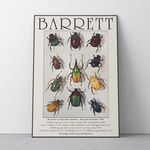 Syd Barrett - Póster del álbum Barrett / Arte mural psicodélico de los 70